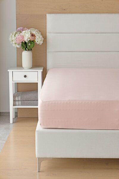 Prestieradlo Pudrové ELASTAN PREMIUM Jersey s elastanem PREMIUM 90-100 x 200-220/40