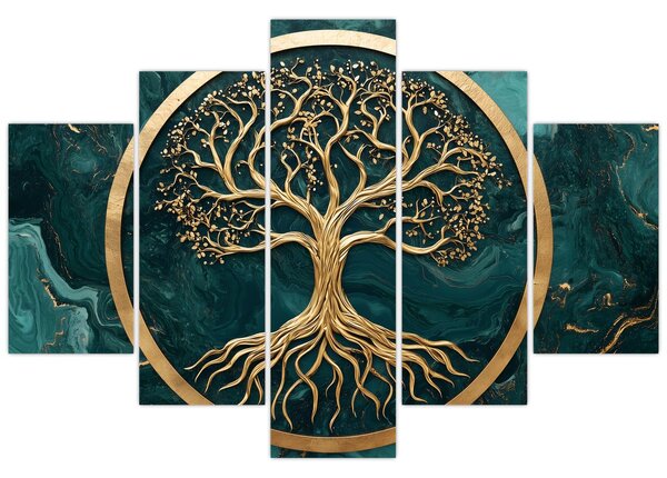 Obraz – Zlatý strom života v mramore (150x105 cm)