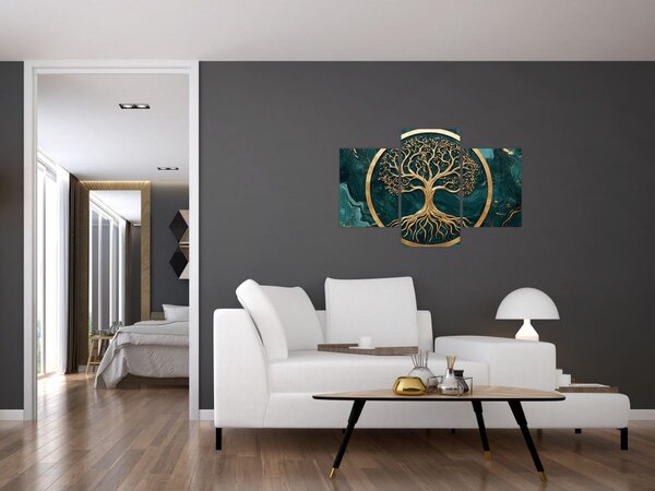 Obraz – Zlatý strom života v mramore (90x60 cm)