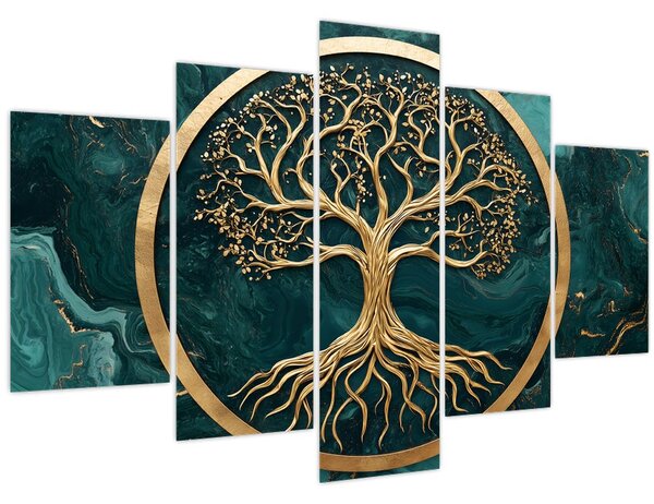 Obraz – Zlatý strom života v mramore (150x105 cm)