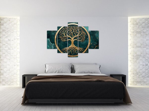 Obraz – Zlatý strom života v mramore (150x105 cm)