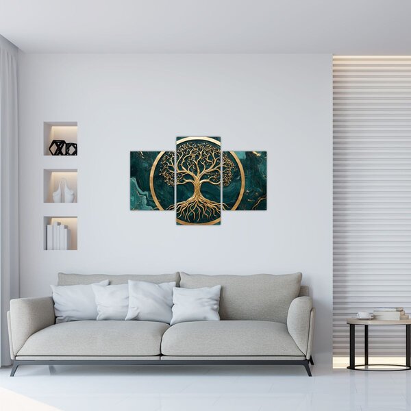 Obraz – Zlatý strom života v mramore (90x60 cm)