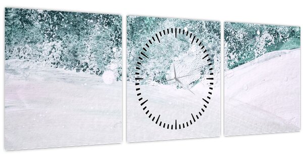 Obraz - Tyrkysová abstrakcia (s hodinami) (90x30 cm)