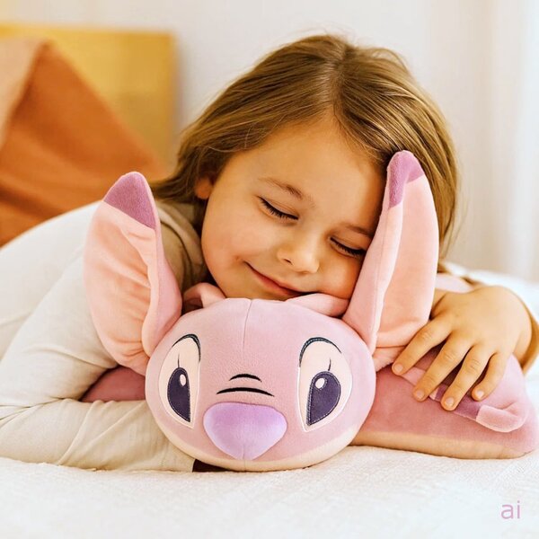Multifunkčný relaxačný vankúš Angel - licencia Lilo & Stitch - 2v1 vankúš 45x36 cm aj plyšová hračka
