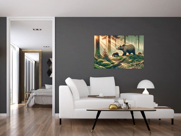 Obraz - Medvede v lese (90x60 cm)