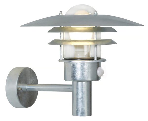 Nordlux - Vonkajšie nástenné svietidlo so senzorom LONSTRUP 1xE27/60W/230V IP44 strieborné