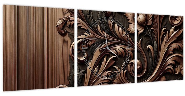 Obraz - Vzor z dreva (s hodinami) (90x30 cm)