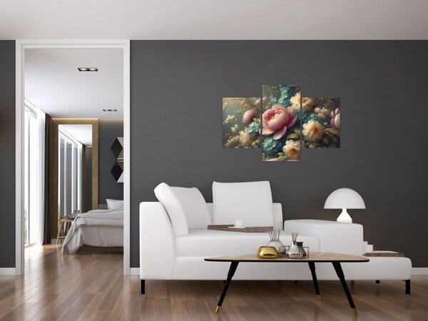 Obraz - Zátišie s kvetmi - maľba (90x60 cm)