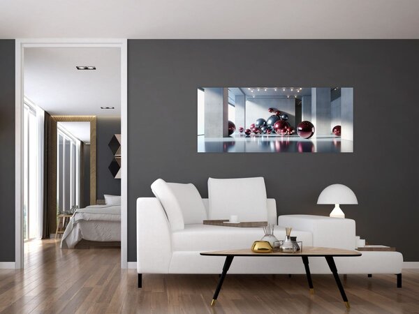 Obraz - 3D priestor s guľami II. (120x50 cm)