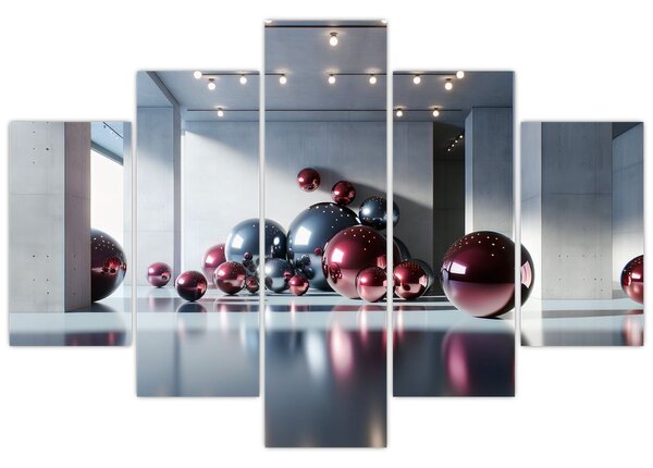 Obraz - 3D priestor s guľami II. (150x105 cm)