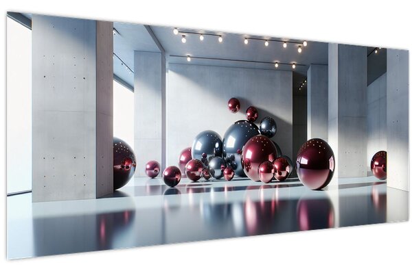 Obraz - 3D priestor s guľami II. (120x50 cm)