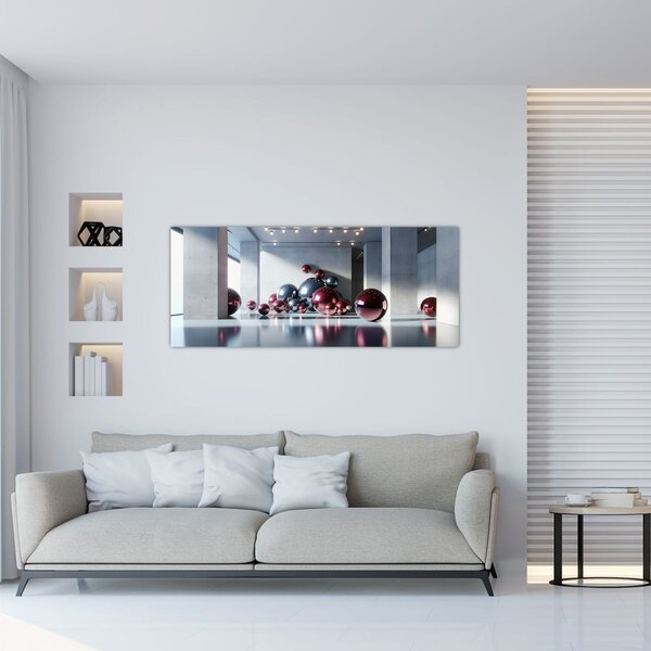 Obraz - 3D priestor s guľami II. (120x50 cm)