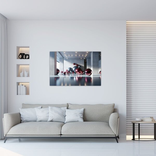 Obraz - 3D priestor s guľami II. (90x60 cm)