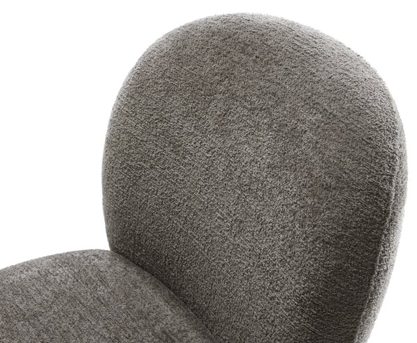 DELIFE Jedálenská stolička Nube-Flex bouclé mäkký tmavobéžová drevená podstava hranatá prírodná 180° otočný vrecková pružina