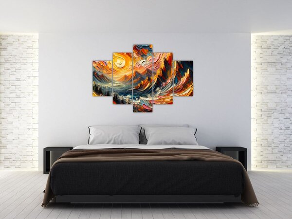 Obraz - Hory zalité slnkom (150x105 cm)