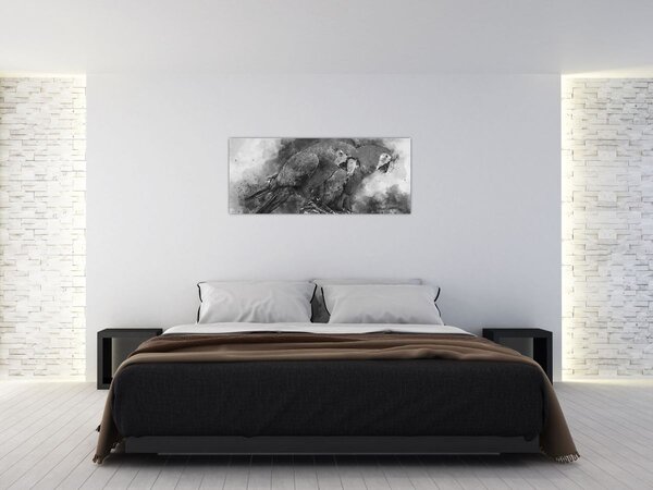 Obraz - Akvareloví papagáje (120x50 cm)