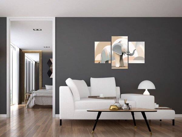 Obraz - Slon v pastelových farbách (90x60 cm)