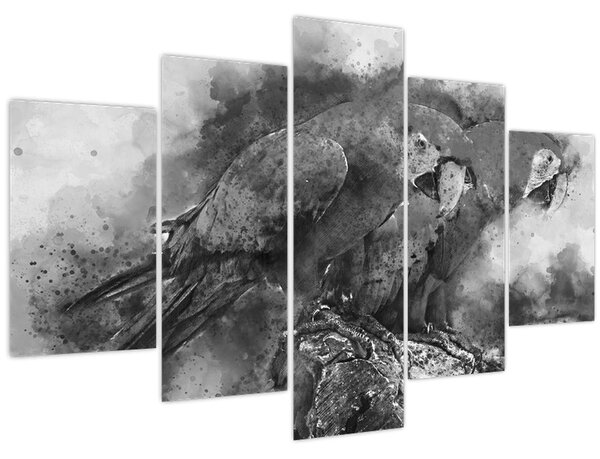 Obraz - Akvareloví papagáje (150x105 cm)