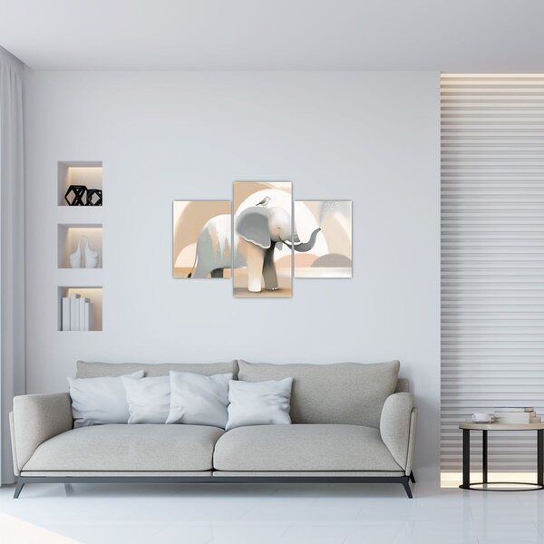 Obraz - Slon v pastelových farbách (90x60 cm)