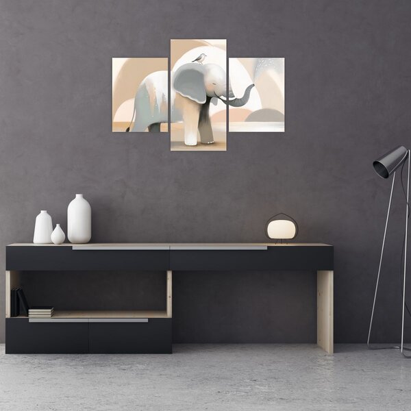 Obraz - Slon v pastelových farbách (90x60 cm)