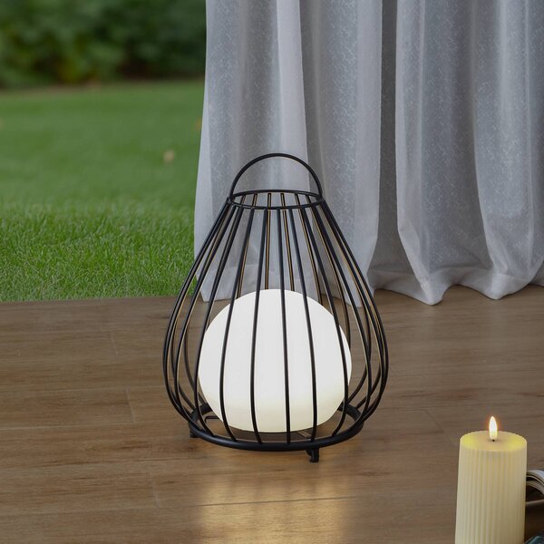 Lindby LED solárne svetlo Kelda, čierna farba, kov, 38 cm, stmiev., Čierna, Hliník, Moderný