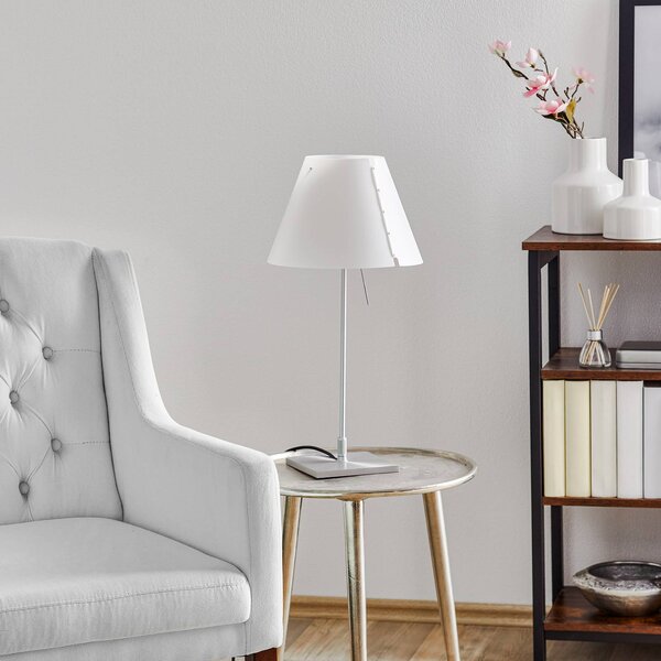 Luceplan Costanzina stolová lampa hliník, biela, Biela / opálová, Obývacia izba / jedáleň, Hliník, Dizajn, Stojacie svietidlo