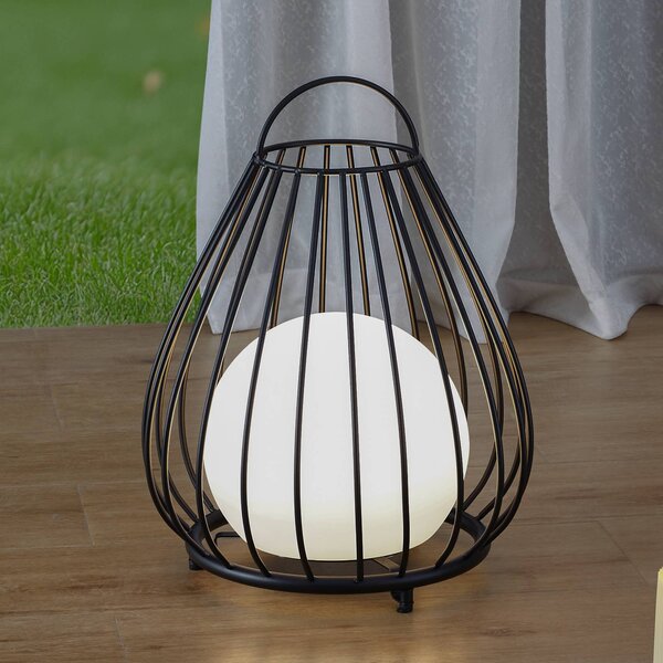 Lindby LED solárne svetlo Kelda, čierna farba, kov, 38 cm, stmiev., Čierna, Hliník, Moderný