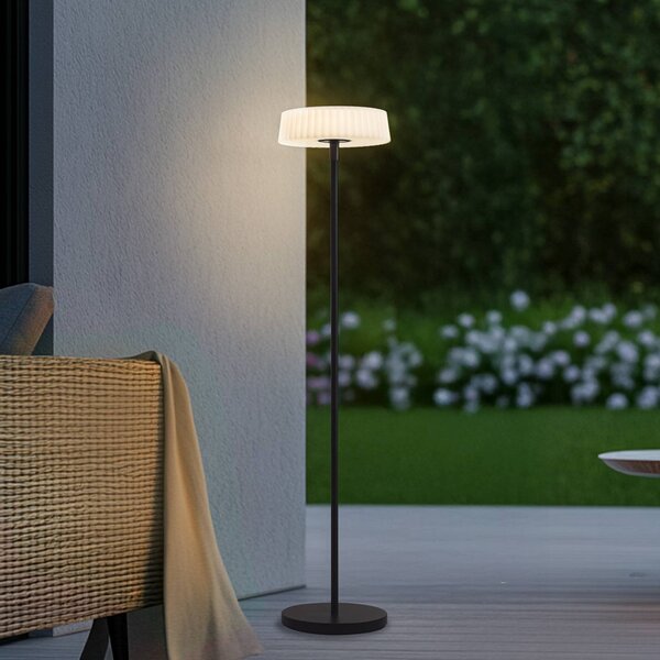 Lindby LED solárna stojacia lampa Samine, čierna, kov, stmievateľná, Čierna, kov, Moderný, Stojaca lampa