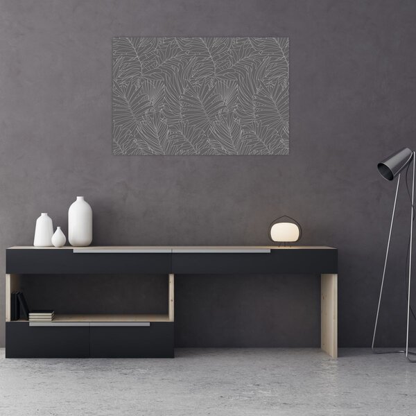 Obraz - Šedé palmové listy (90x60 cm)