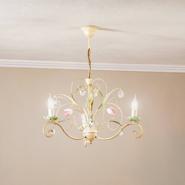 Luminex Luster Florina s kvetinovým dekorom, 3-pl, Obývacia izba / jedáleň, kov, Florentský, Luster