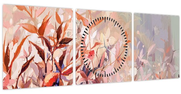 Obraz - Maľba pastelová jeseň (s hodinami) (90x30 cm)