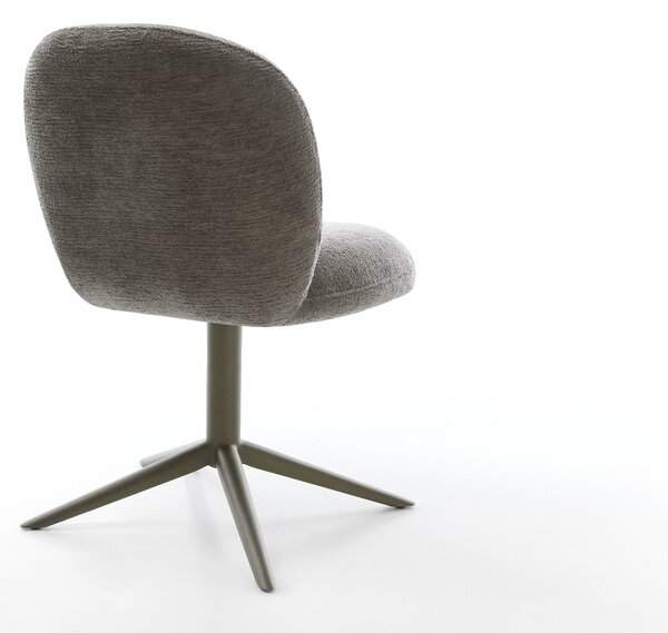 DELIFE Jedálenská stolička Nube-Flex bouclé mäkký tmavobéžová podstava titánová farba 360° otočný hojdacia funkcia vrecková pružina