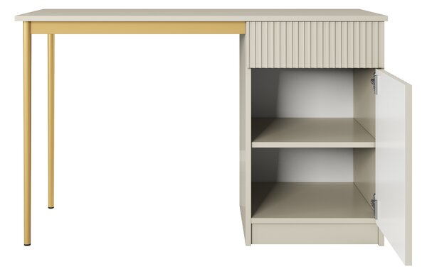 Jednodverový písací stôl Nicole 120 cm so zásuvkou - kašmír / zlaté nohy