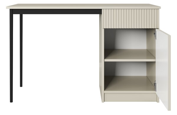 Jednodverový písací stôl Nicole 120 cm so zásuvkou - kasmír / čierne nohy