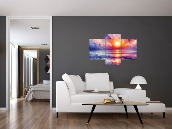 Obraz - Farebný umelecký západ slnka (90x60 cm)