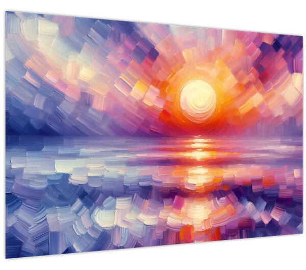 Obraz - Farebný umelecký západ slnka (90x60 cm)