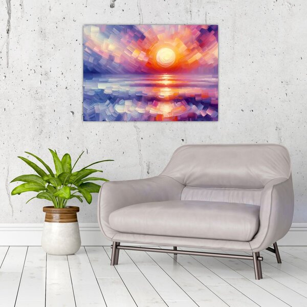Obraz - Farebný umelecký západ slnka (70x50 cm)