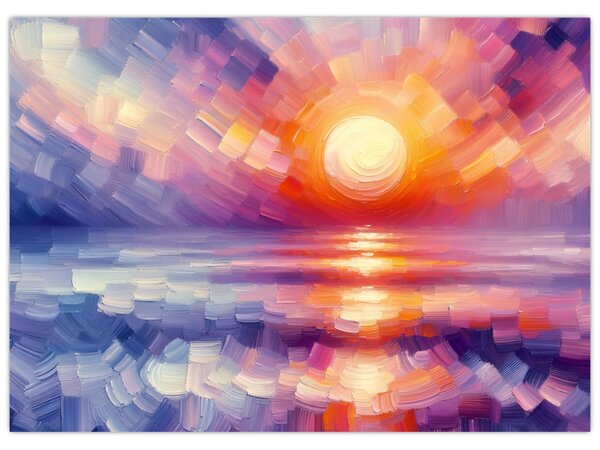 Obraz - Farebný umelecký západ slnka (70x50 cm)
