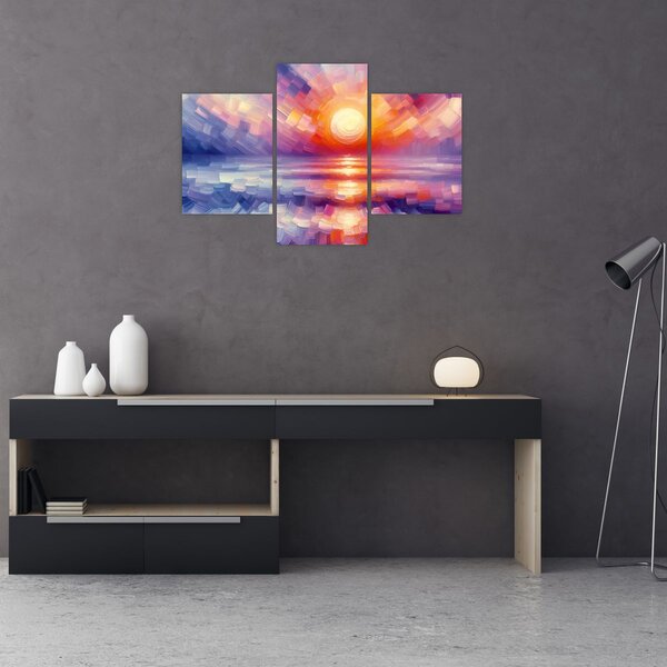 Obraz - Farebný umelecký západ slnka (90x60 cm)