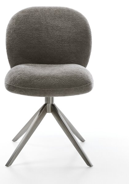 DELIFE Jedálenská stolička Nube-Flex bouclé mäkký tmavobéžová krížová podstava široká grafitová 360° otočná hojdacia funkcia vrecková pružina