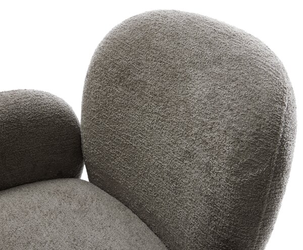 DELIFE Jedálenská stolička Nube-Flex s opierkami bouclé mäkký tmavobéžová krížová podstava široká nerezová oceľ 360° otočný hojdacia funkcia vrecková pružina
