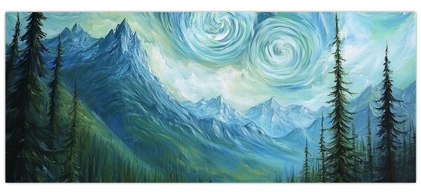 Obraz - Krajina s nádychom Van Gogha (120x50 cm)