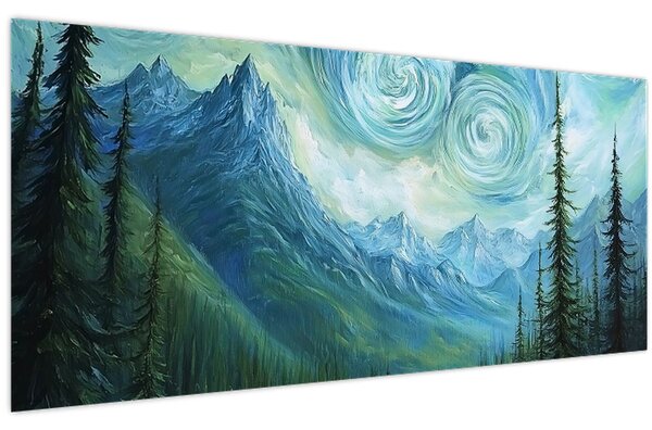 Obraz - Krajina s nádychom Van Gogha (120x50 cm)