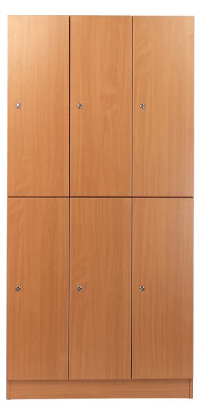 Drevená šatníková skrinka Visio - 6 boxov, 90 x 45 x 185 cm, cylindrický zámok, buk