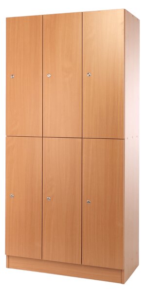 Drevená šatníková skrinka Visio - 6 boxov, 90 x 45 x 185 cm, cylindrický zámok, buk
