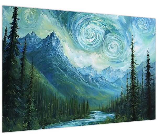 Obraz - Krajina s nádychom Van Gogha (90x60 cm)