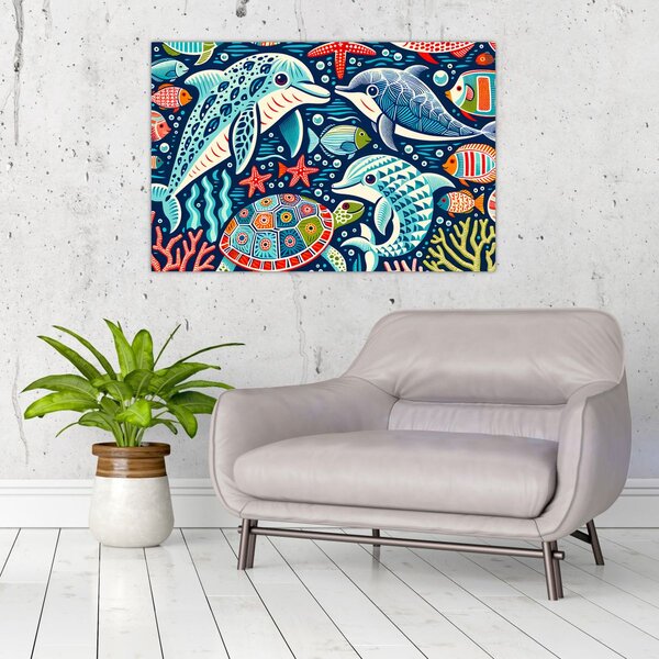 Obraz – Kreslené vodné zvieratká (90x60 cm)