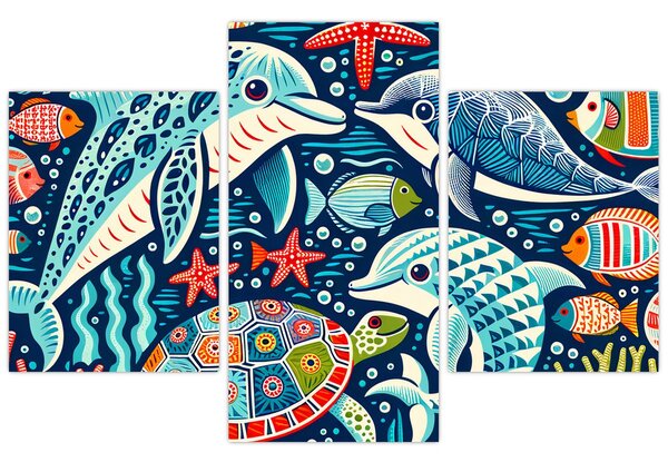 Obraz – Kreslené vodné zvieratká (90x60 cm)