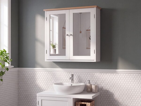 Zrkadlová skrinka do kúpeľne biela MDF 17 x 60 cm úložný priestor moderný škandinávsky štýl kúpeľňa