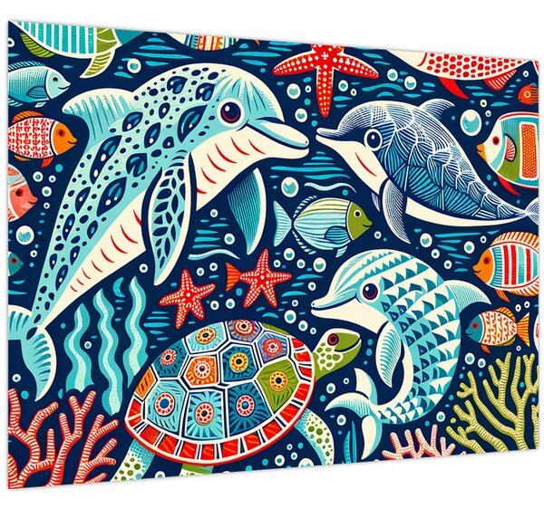 Obraz – Kreslené vodné zvieratká (70x50 cm)